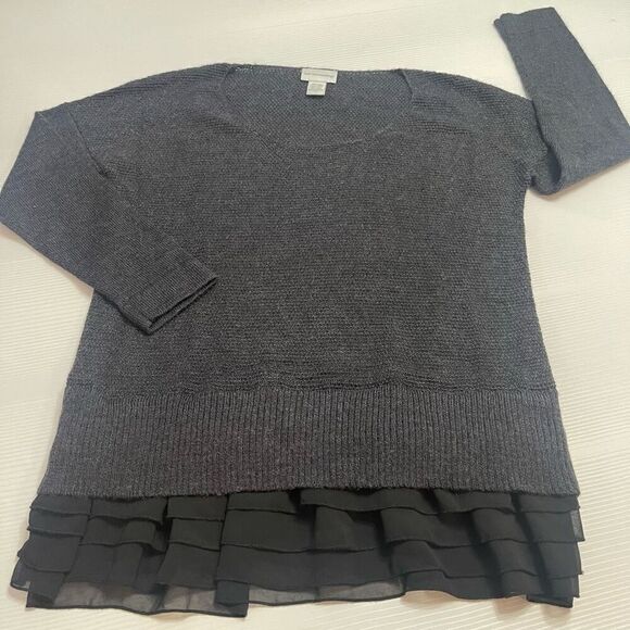 Soft Surroundings Sweater Small Wool Provence Ruffle Hem Layered Tunic Size PM - Picture 5 of 8